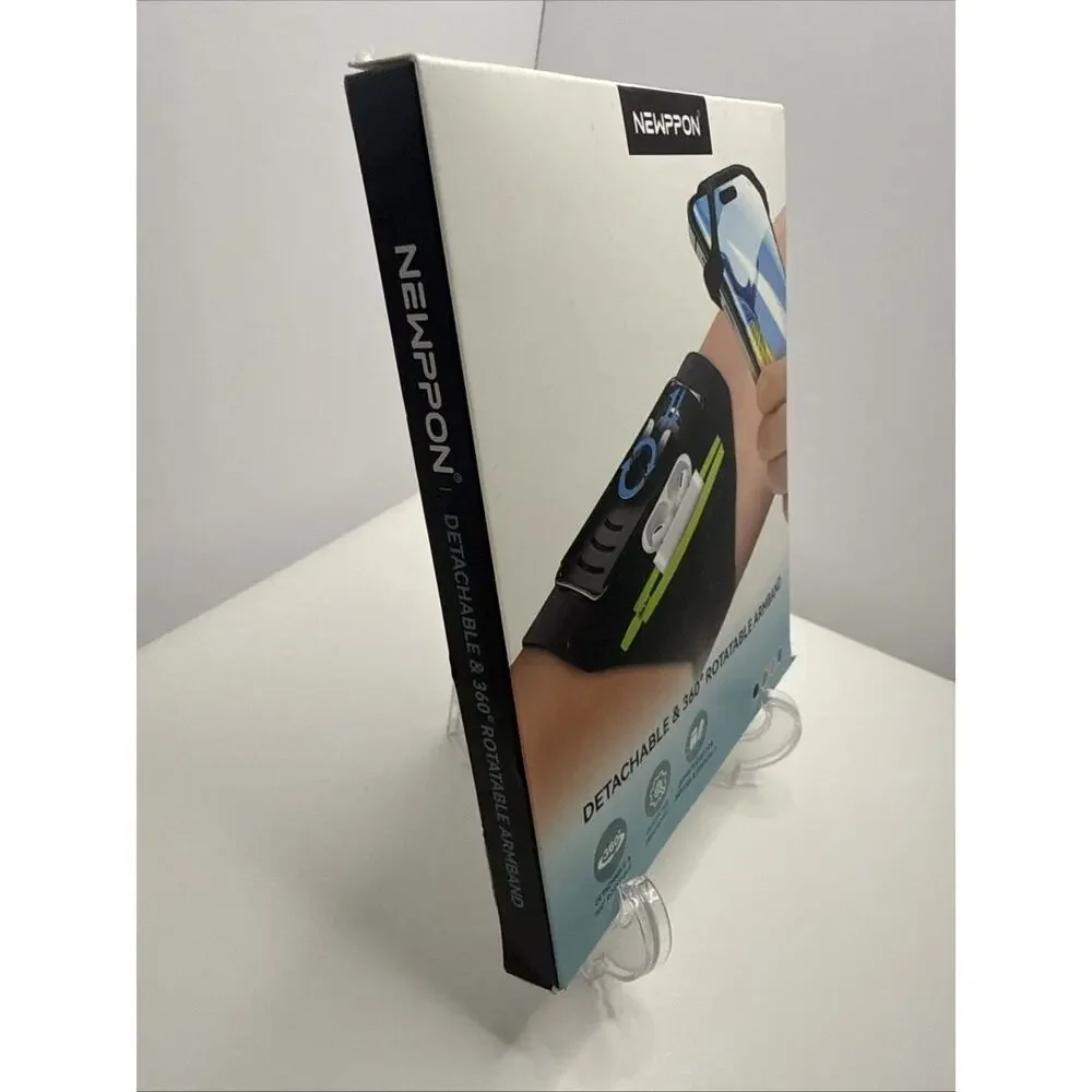 Detachable & 360° Rotatable Running Phone Armband - Zipper Pocket & Black